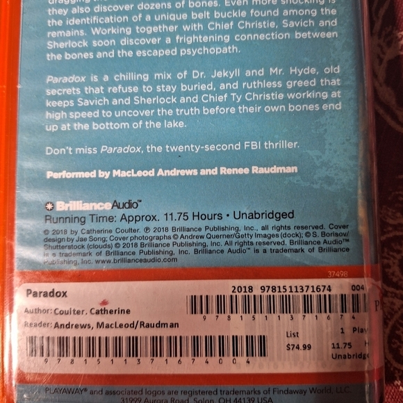 CATHERINE COULTER PARADOX PLAYAWAY AUDIO BOOK - Picture 4 of 5